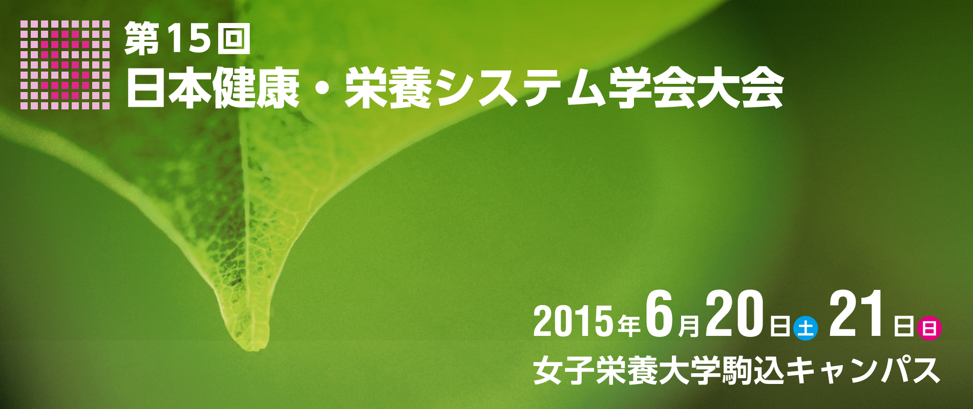第15回日本健康・栄養システム学会大会 2015年6月20日（土）21日（日）女子栄養大学駒込キャンパス