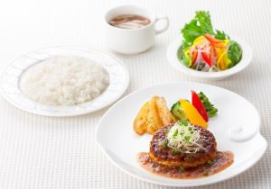 ▲主菜を豆腐ハンバーグにしたヘルシーメニュー